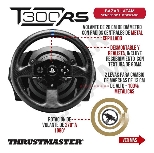 Combo Thrustmaster T300 Rs+palanca Th8a+pedalera T3pa Pro