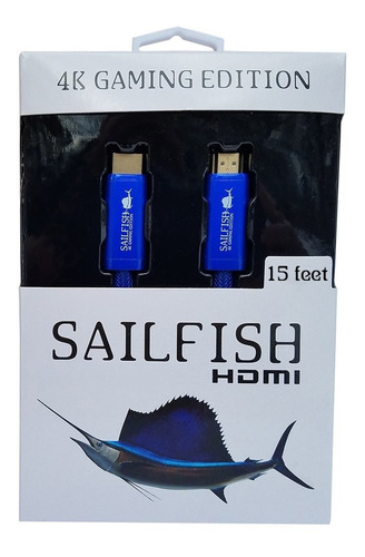 Sailfish Hdmi Cable 2.0 - Edición 4k Gaming Diseñada Para Xbox One Y Ps4 Pro (15 Pies, Azul)