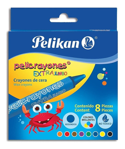 Crayones Redondos Extrajumbo Pelikan 8 Pzs C/3 Paq