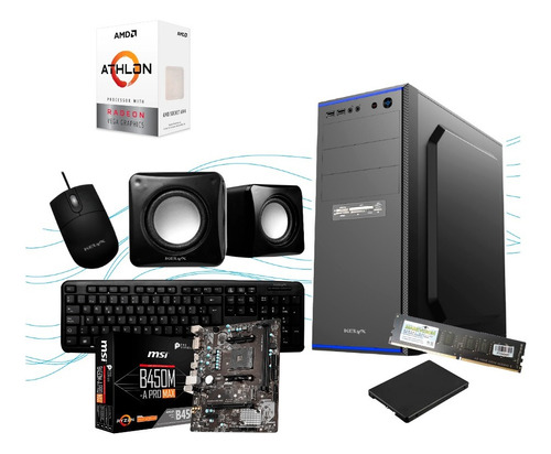 Pc Armada Amd Athlon 3000 Msi B450m 240gb Ssd 8gb Ram Amex