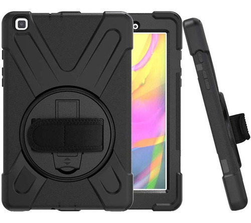 Capa Galaxy Tab A 8.0 2019 T290 T295 Skudo Strap Mão Cor Preto Anti Impacto