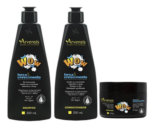 Kit Arvensis Wow Força E Crescimento - Shampoo / Cond / Masc