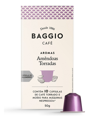Cápsula de café Baggio aroma amêndoas torradas compatível Nespresso com 10 cápsulas