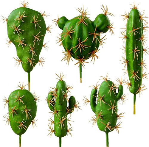 Hinyoco 6 Piezas De Cactus Artificiales, Arreglo De Flores,