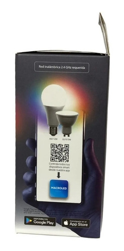 Imagen 3 de 10 de Lampara Led Bulbo A60 Smart Rgb + Blanco 12w Macroled