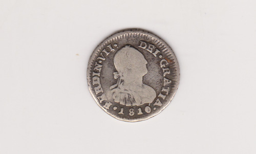 Moneda Chile 1/2 Real Año 1810 Fj Plata Bueno +