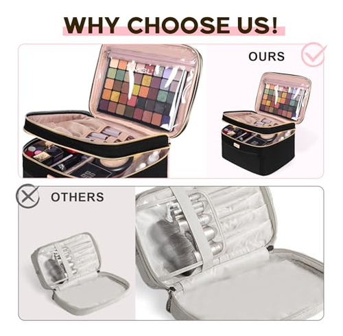 Bolsa De Maquillaje De Viaje Doble Capa Grande Para Mujer