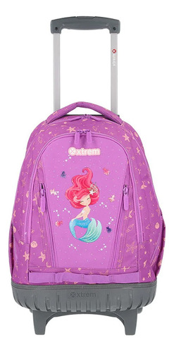 Mochila C/carro X Trem Cross 298 Premium Escolar Color Violeta