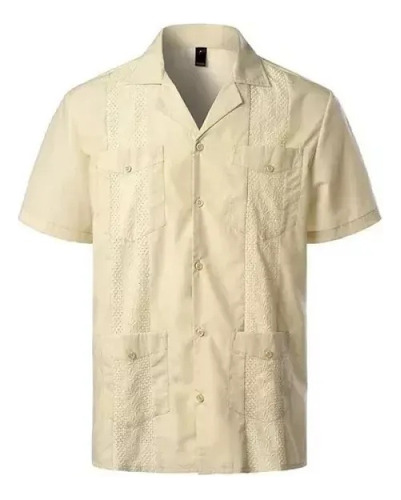 Camisa Branca Cubana Guayabera Elegant Borda Grande Venda