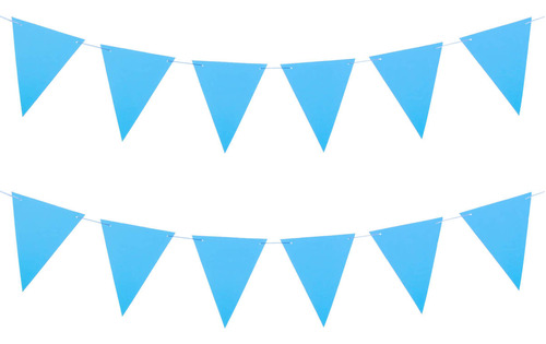 Banderines Triangulares Lisos Decorar Fiesta 19cm Mylin 12p Color Azul