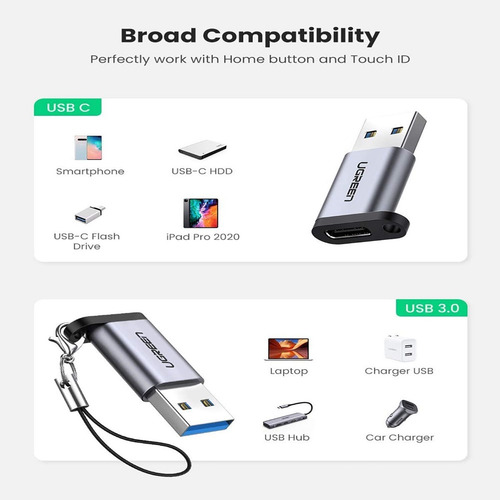Imagen 2 de 7 de Adaptador Usb 3.0 A Tipo C Ugreen Convertidor Hembra Otg