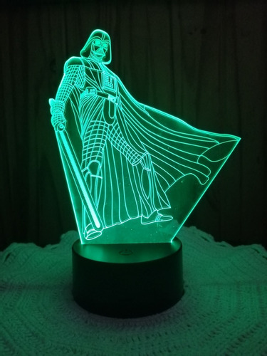 Imagen 2 de 8 de Lampara 3d 7 Colores Led Darth Vader Parado Star Wars
