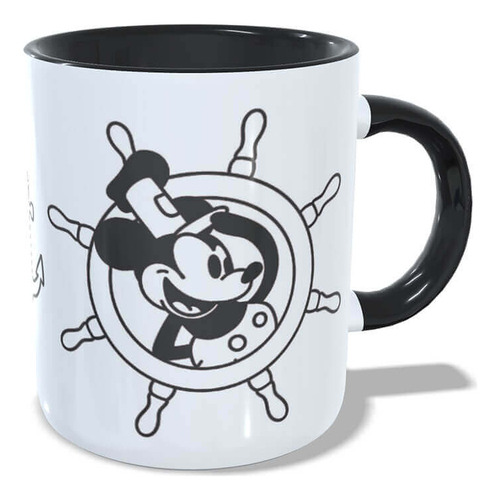 Caneca Mickey Steamboat Willie Cor Preto