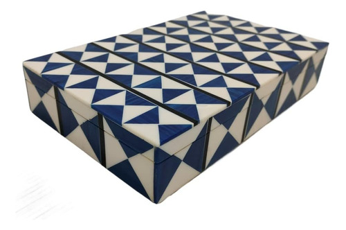 Colección De Arte Triangular Azul Y Blanco Único, Caja De Al