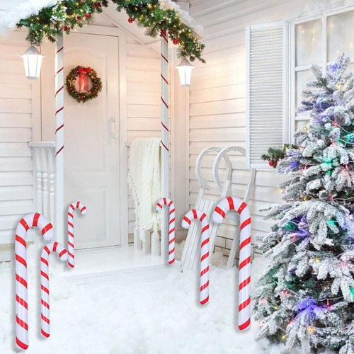 . Paquete De 6 Bastones Inflables For Adorno Navideño. Y