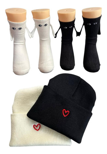 Calcetas Con Imán Gorro Dúo Para Parejas Amigos Unitalla
