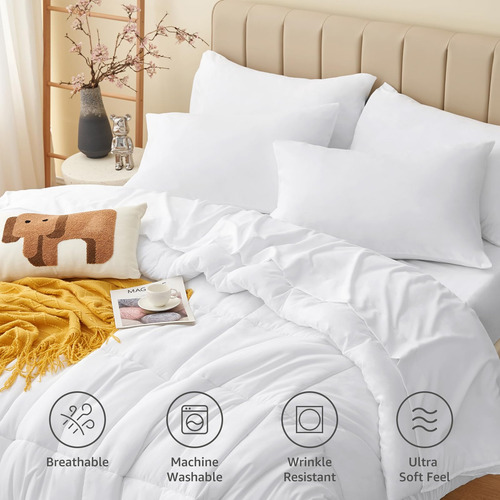 A Juego De Edredón Cozylux White Queen Size, Cama De 7