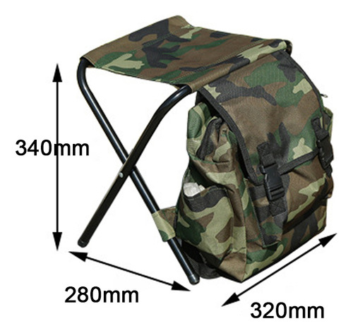 Silla Plegable 2 En 1, Mochila Portátil, Taburete Plegable