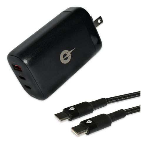 Cargador Turbo 65wh Powe Usb-c 3-puertos Rápido Plegable Para Macbook Pro/air iPad Pro Samsung Galaxy S23 S22 S21 Dell Xps 13 Note 20/10+ iPhone 16/15/14/pro Steam Deck Ada-p01-pw-n Color Negro