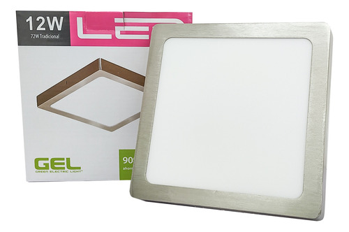 Lampara Led Panel 12w Cuadrado Sobreponer Satinado Gel