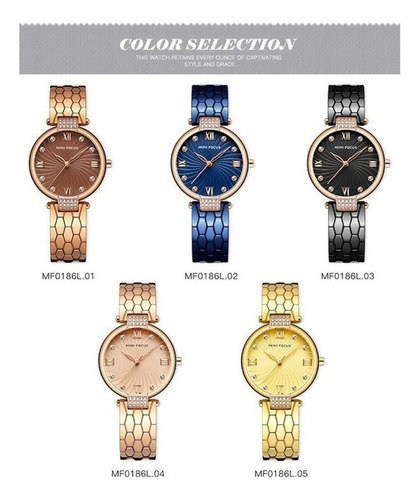 Reloj Impermeable De Cuarzo Mini Focus MF0186L Color Negro para Mujer
