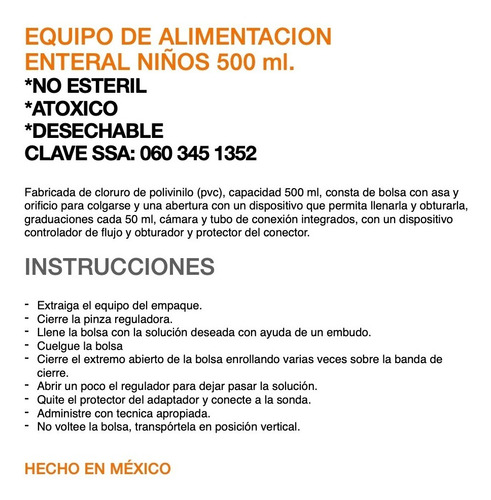Imagen 3 de 3 de 50 Equipos De Alimentación Enteral Forzada 500 Ml