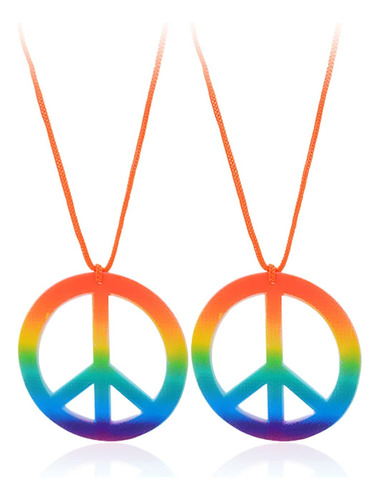 2pcs Colorido Amor Paz Símbolo Colgante Collar Conjunto Arco