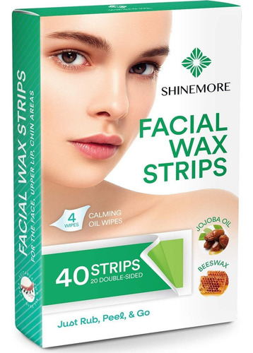 Tiras De Cera Facial Shinemore 40 Unidades Hipoalergénicas
