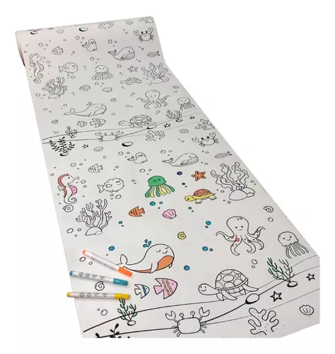 Kit bobina de papel para colorir dinossauro + canetinha gatos galácticos -  ORGANIZE MOBILI COMERCIO DE MOVEIS LTDA