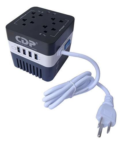 Estabilizador De Corriente Cdp Compacto Box 4 Salidas 4 Usb