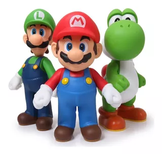 Set De 3 Figuras Mario Bros Luigi Yoshi 13 Cm Nintendo S