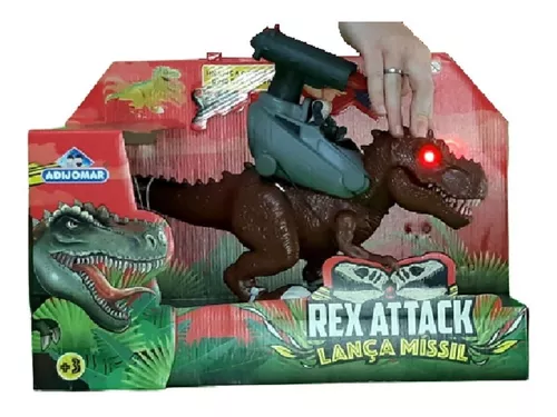 Dinossauro REX Attack com Lança Míssil, Luzes e Som - Adijomar