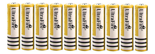 Pila Recargable Ultrafire Medida 18650 Cilíndrica - 10 Pieza - Dorada 8800 4.2v Mah Litio