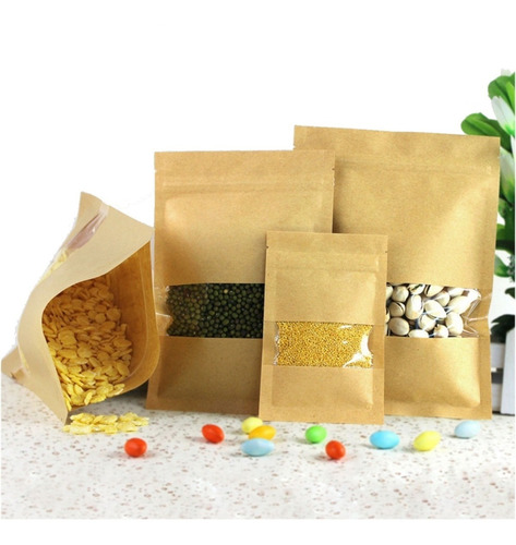 Bolsas Kraft Plastificado Con Cierre - Regalos Y Dulces