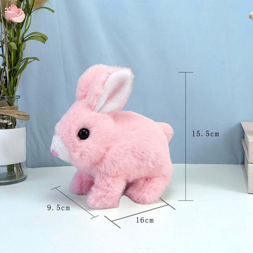 Estatueta Elétrica De Brinquedo De Pelúcia Pulando Rosa
