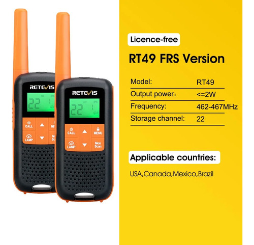 Walkie Talkie Impermeable Pmr 446 Rt649, 2 Unidades