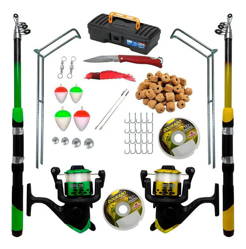 Kit Pesca Vara 1,70m + Molinete Com Linha E Acessórios