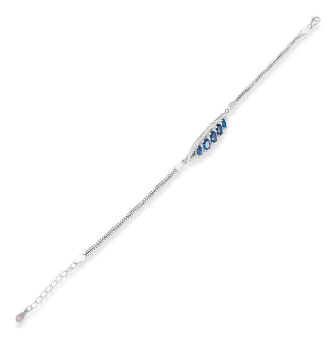 Imagen 3 de 5 de Pulsera Plata Italiana 925 Modelo Bella Azul
