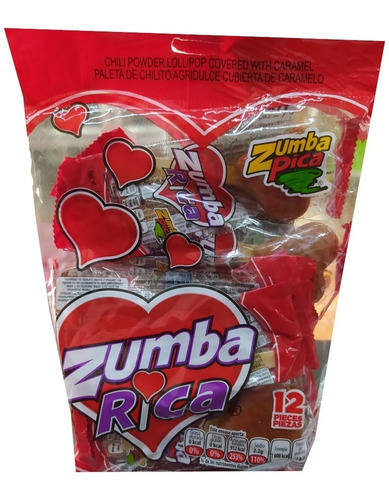 Paleta Corazon Zumba Rica Bolsa