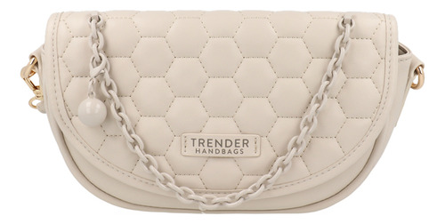 Bolsa De Mano Casual Trender Color Beige Con Cadena Mujer