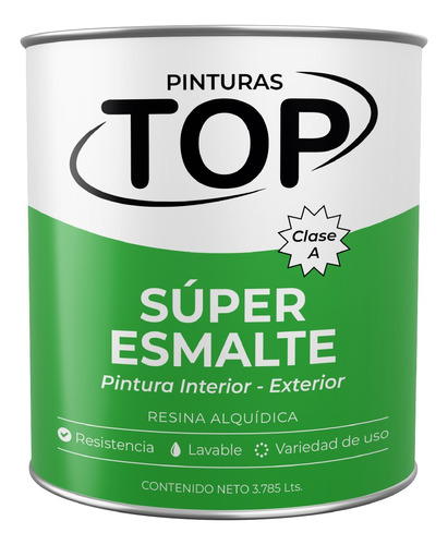 Pintura Top Super Esmalte Mate Negro  Clase A Galon