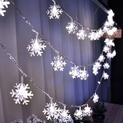 Luces Copo De Nieve Led Ventana Navidad Vidrio A Pilas Luces Blanco