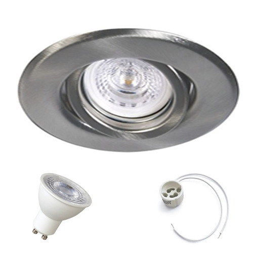 Pack X10 Spot Embutir Platil Circular Con Dicroica Led 7w