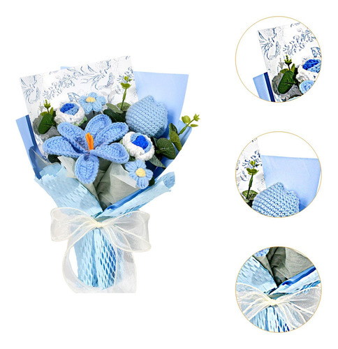 Ramo De Punto De Crochet Bouquet Bouquet Con Envoltura, Flor