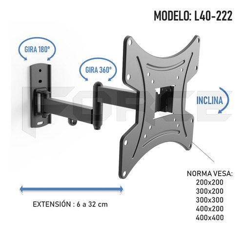 Soporte TV/Monitor Force L40-222 - Negro
