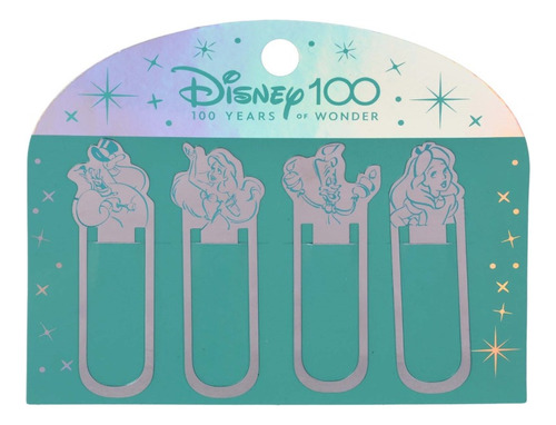 Set 4 Señalador Metalico Disney 100 Maw Mooving Clip Libro Color Plateado
