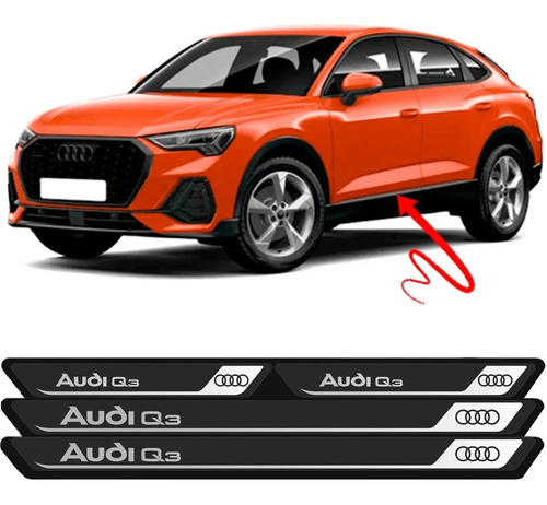 Soleira Adesiva Protetora Porta Max Audi Q3 Preto Todos Anos