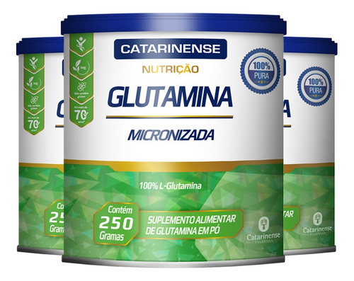 Kit 3 Glutamina Micronizada Catarinense Com 250g