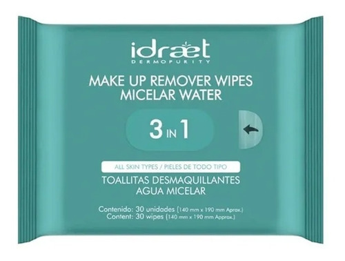 Toallitas Desmaquillantes Agua Micelar X 30 Wipes Idraet