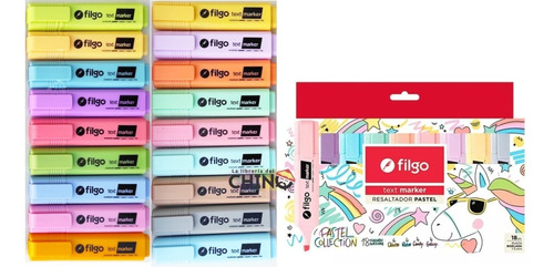 Estuche Resaltadores Filgo Text Marker Pastel X 18 Colores 